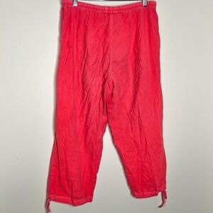 Fresh Produce 100% Cotton Red Pink Pants Flowy Elastic Waist Size XL Women’s